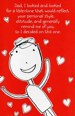 Funny VALENTINE'S DAY Card FOR FATHER, Cheap Dad by American Greetings +Envelope - Image 1 of 4