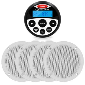 Boat Bluetooth Stereo System unit with 4" Marine Waterproof Speakers for Yacht - Picture 1 of 23