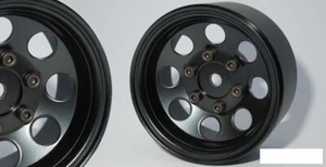SSD 1.55" Steel 8 Hole Wheels BLACK SSD00484 V2 Hubs 12mm Hex Beadlock - Picture 1 of 4