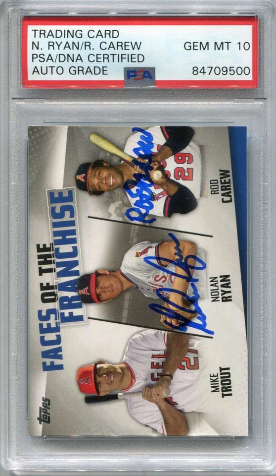 2019 Topps Faces Franchise Trout Carew Nolan Ryan Dual PSA/DNA Certified Auto - Image 1 of 1