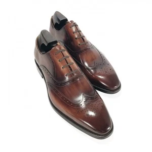 Handgefertigte braune elegante formelle Herrenschuhe aus echtem Rindsleder Budapester Oxford - Bild 1 von 6