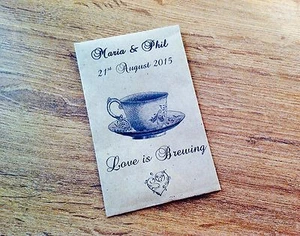 10 personalisierte Hochzeitsumschläge Halter Teebeutel Liebe braut Gefälligkeiten - Bild 1 von 1