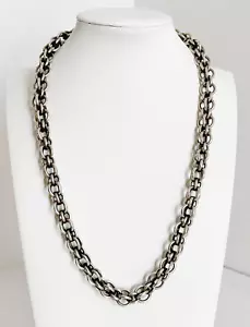 Great Vintage Heavy Sterling Silver Round Link Intertwined Necklace 20" Length - Picture 1 of 5