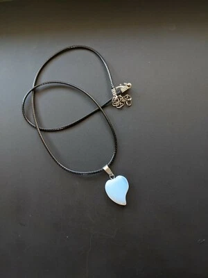Opalite Opal Crystal Oblong Heart Stone 1/2" Pendant Natural Gem Necklace - Image 1 of 4