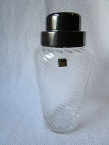 WMF NS alter Cocktail-Shaker Kristallglas mit Rillen versilberter Deckel m. Sieb - Picture 1 of 8