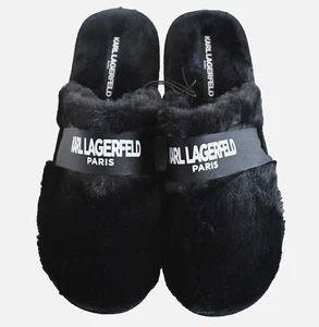 Nuova ciabatta da donna KARL LAGERFELD Paris LOGO pelliccia sintetica punta chiusa US-11 - Foto 1 di 9