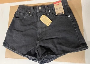 Levi's Women's NWT High Waisted Mom Shorts Black Denim Size 26 - Picture 1 of 5