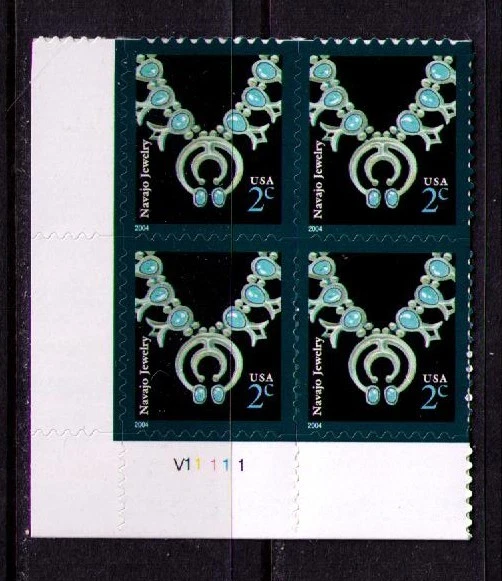 US USA Sc# 3750 MNH FVF PL# BLOCK Navajo Jewelry Turquoise Silver - Image 1 of 1