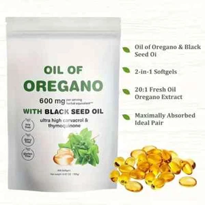 Ingredients Oil of Oregano 300 Softgels Formulated with Black Seed Oil Strength - Picture 1 of 7