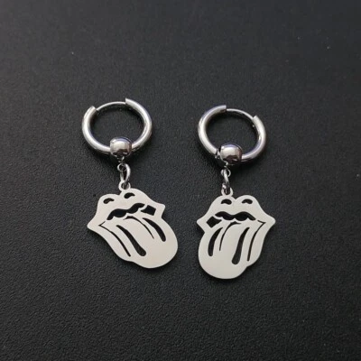 Juego de pendientes de plata con tronco en lengua y labios Rolling Stones para hombre regalo para él 1 par Foto 1 de 4