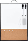 Small Whiteboard Cork Board, 16" X 12" Portable Aluminum Black Framed Magnetic D
