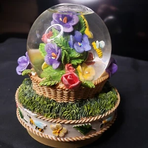 YANKEE CANDLE JAR TOPPER GARDEN LAVENDER Glitter Snow Globe VTG Rare HTF - Picture 1 of 6