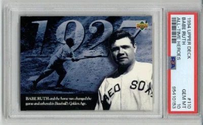 1994 UPPER DECK ALL TIME HEROES #110 BABE RUTH CARD YANKEES PSA 10 LOW POP RARE - Image 1 of 2