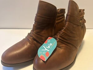 Yuu Regine Heeled Ankle Boots Size12 Boho Block Heel Western Country Prairiecorp - Picture 1 of 4
