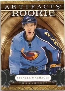 2009-10 UD ARTIFACTS ROOKIE CARD #192 SPENCER MACHACEK THRASHERS 31/75 SILVER