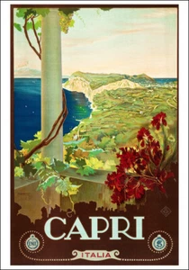 BORGONI CAPRI ITALIE VOYAGE TIRAGE D'UN DESSIN DES ANNÉES 20 FORMAT A4 - Picture 1 of 1