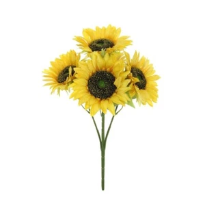 Faux Silk Artificial Sunflower Bush 5 Heads 47cm/18 Inches - Picture 1 of 1