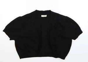 Monsoon Womens Black V-Neck Cotton Blend Cardigan Size 16 - Picture 1 of 12