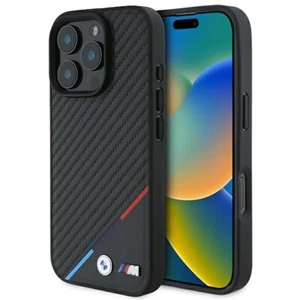 Phone Case iPhone 16 Pro Max BMW Tricolor Carbon Look Black MagSafe - Picture 1 of 8