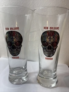 New Orleans Voodoo Glass Set Of 2 Skull Artsy Beer, Buy And Save W Volume - Picture 1 of 8