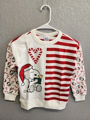 Sudadera Hanna Andersson 6/7 Peanuts Snoopy Vacaciones Navidad Terry Francés Nueva en Paquete Foto 1 de 4
