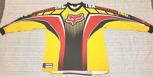 Vintage FOX RACING INC Motocross Jersey 2XL XXL Dirt Bike Yellow Moto Cross AOP - Picture 1 of 14