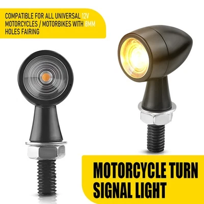LED 黑色摩托车子弹迷你转向灯信号适用于 Blinker Bobber Racer 咖啡馆 — 第 1/4 张图片