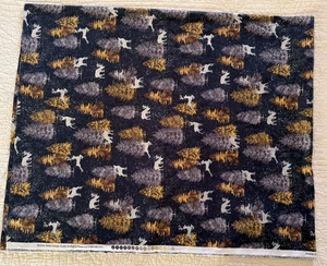 Bruder Schwester Design Studio Stoff Metallic Hirsche Bäume Schnee Marineblau 1,5 Yards - Bild 1 von 4