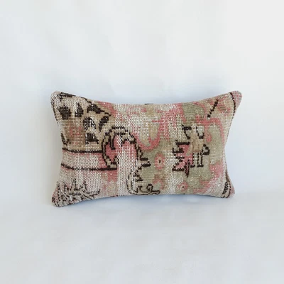 Old Rug Pillow Cover , 12x20 in , Handwoven Turkish Carpet Pillow - Image 1 of 4