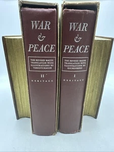 War and Peace by Leo Tolstoy 1938 Heritage Press 2-Vol Hardcover Set w/Slipcases - Foto 1 di 10