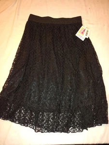 LuLaRoe Lola Skirt NWT Size S  Small NEW Solid Black with Black Lace - Picture 1 of 5
