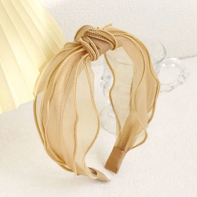 Bandas para el cabello anudadas de malla diadema de organza accesorios para el cabello transparentes moda Foto 1 de 4
