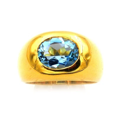Massiver Aquamarin Ring Designer Statementring Bandring n 750 Gold - Bild 1 von 4