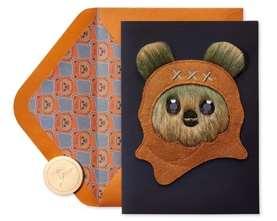 Papyrus Ewok Birthday Card Premium Leather Greeting Card For Star Wars Fans - Image 1 of 4