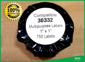 30332 Dymo® Compatible 4 Rolls 750 Labels 1" X 1" Small Direct Thermal BPA Free - Picture 1 of 6