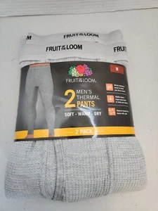 NEW, 2-Pack Fruit of the Loom Men's Thermal Pants Light Grey Heather Medium - Picture 1 of 2