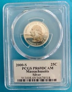 Massachusetts 90% Silver State Quarter PCGS PR69DCAM- FREE DOMESTIC SHIPPING - Picture 1 of 2