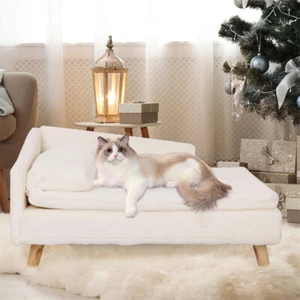 Erhöhtes Haustier Katzenbett Nordic Haustierhocker Hundesessel Bett mit wasserdichter kuscheliger Auflage  - Bild 1 von 18