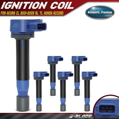6x Blue Ignition Coil for Honda Accord 2000-2003 Odyssey 1999-2010 Acura TL RL - Image 1 of 4