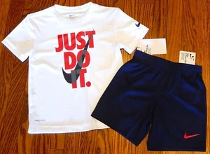 NIKE SPORT AUTHENTIC TODDLERS BOYS ORIGINAL BRAND NEW 2Pc SHORTS SET Size 4, NWT - Picture 1 of 2
