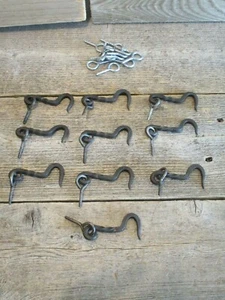 10 ganchos y pestillos de hierro pestillos cerradura para ojos cajón para ventana retorcido puerta forjada a mano - Imagen 1 de 6