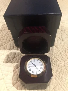 Solid Dark Dark wood Quartz Desk Clock 2" X 2" New In Box - Picture 1 of 10