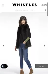 BLACK SHEEPSKIN GILET LONGLINE SHEARLING SUEDE S UK8 US2-4 EU36 - Picture 1 of 7