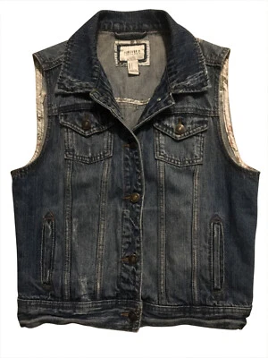 Chaleco chaqueta vaquera FOREVER 21 para mujer talla pequeña denim desgastado Foto 1 de 4