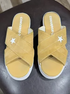 Converse One Star Platform Slides Sandals Yellow Gold Suede Women’s Size 7 VGC - Picture 1 of 8