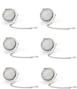 6Pcs Stainless Steel Tea Strainer Mesh Tea Ball Filter Net round with Chain - Picture 1 of 5