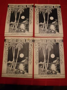Lote de 4 Piezas de Hoja de Guitarra Hawaiana 1935 Aloha Oe Isla de Hawai - Imagen 1 de 15