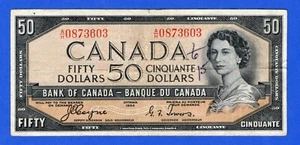 CANADA $50 1954 BC-34a / P-71a QE II Circulated DEVIL'S FACE 👿 A/H 0873603 - Bild 1 von 3