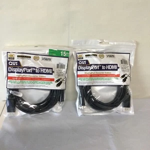 Lot 2. 15ft DisplayPort to HDMI 4K Digital A/V Cable Gold Plated. Free Shipping! - Picture 1 of 11