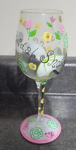 Delish "Bridal Shower" Hand Painted Wine Glass - Picture 1 of 9
